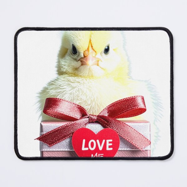 Item preview, Rose Gold Valentine Gift Box Yellow Chick Poster - Crimson Satin Bow Print - Whimsical Fluffy Bird Decor designed and sold by WildGentlemen.
