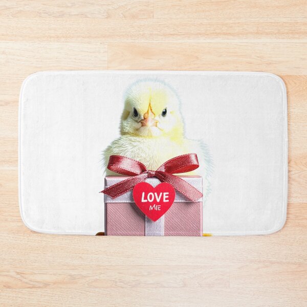Item preview, Rose Gold Valentine Gift Box Yellow Chick Poster - Crimson Satin Bow Print - Whimsical Fluffy Bird Decor designed and sold by WildGentlemen.