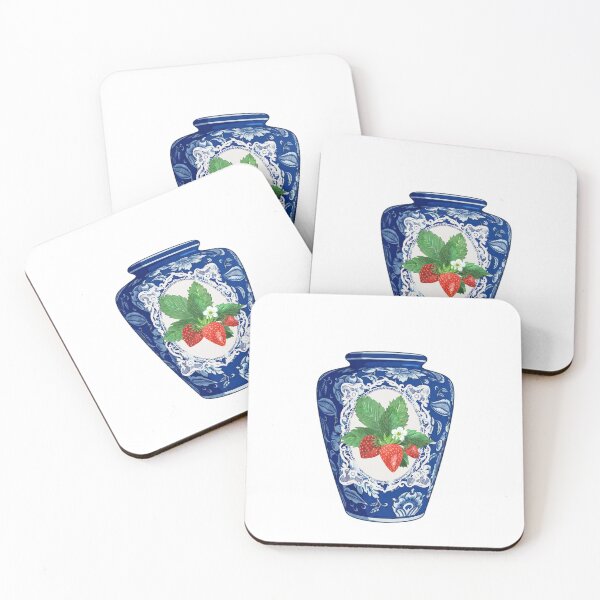 Item preview, Jarrón de cerámica artesanal azul y blanco con diseño de fresa designed and sold by Atlasoloji.