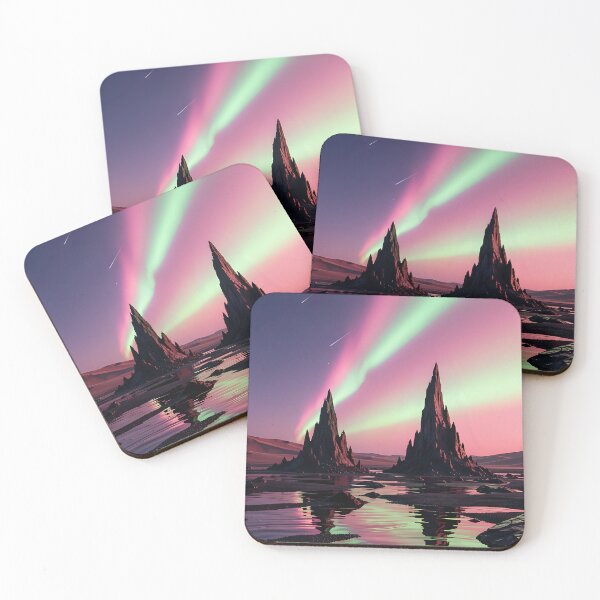 Item preview, Aurora of Eternal Shimmer: Mystical mountain peaks in a surreal world designed and sold by VoidVeilStudio.
