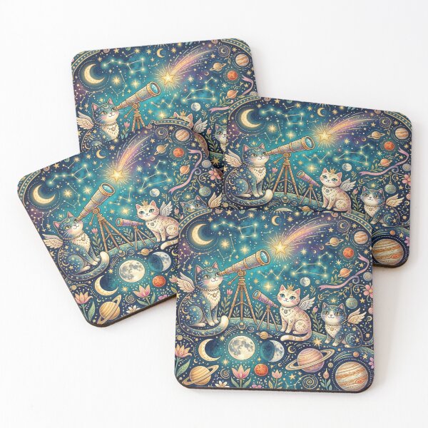Item preview, Whimsical Cosmic Cats Observing Stars designed and sold by Iampoji.