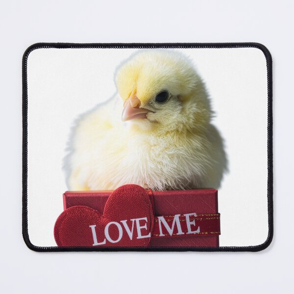 Item preview, Crimson Gift Box Fluffy Yellow Chick Poster - Large Felt Heart Sticker Print - Whimsical Holiday Bird Art designed and sold by WildGentlemen.