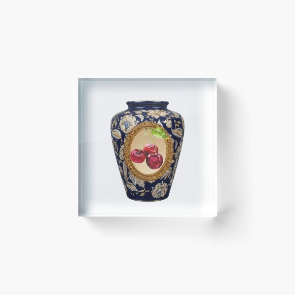 Item preview, Luxury Navy Blue and Gold Cherry Design Ceramic Vase designed and sold by Atlasoloji.