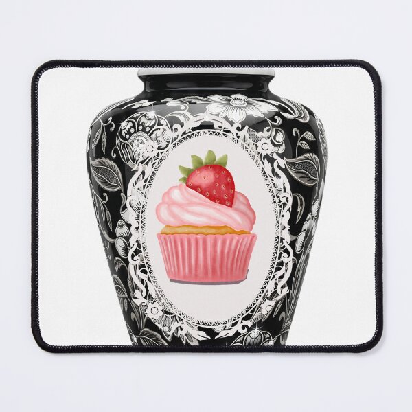 Item preview, Modern Black and White Strawberry Cupcake Art Vase designed and sold by Atlasoloji.