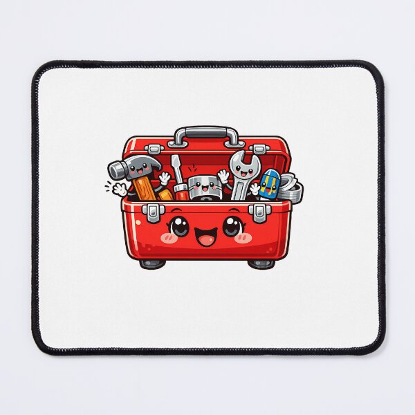 Item preview, Cute Kawaii Vintage Toolbox Happy Mechanic Character designed and sold by MIROUZ2000.