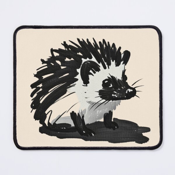 Item preview, a surreal hedgehog rendered in a bold cartoon style with clean monoline outlines in pitch black. designed and sold by 123ks.