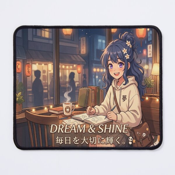 Item preview, Cozy Anime Girl Studying in Lo-Fi Cafe designed and sold by BlueMandarin.