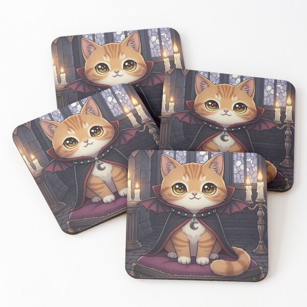 Item preview, Kawaii Vampire Cat in a Gothic Cathedral designed and sold by CuteKats.