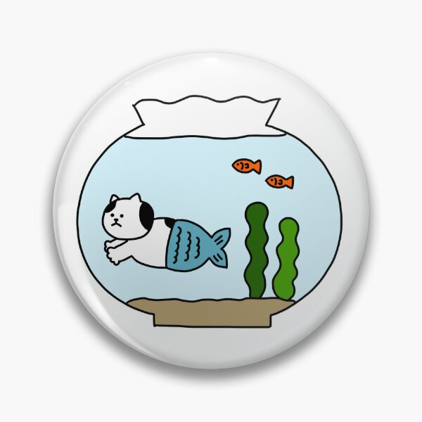 Item preview, a mermaid Cat in a fishbowl designed and sold by superbaechoo.