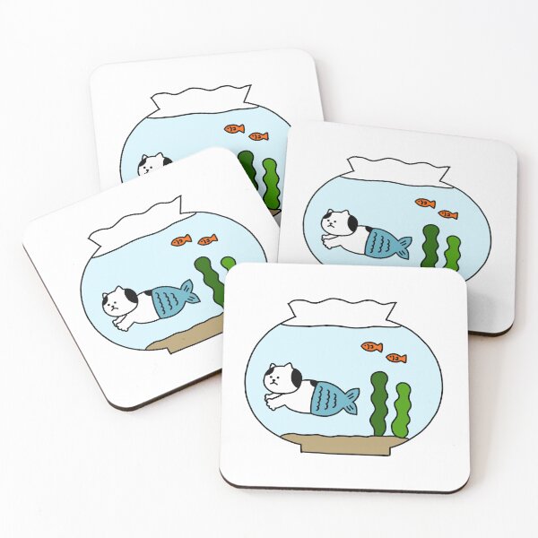 Item preview, a mermaid Cat in a fishbowl designed and sold by superbaechoo.