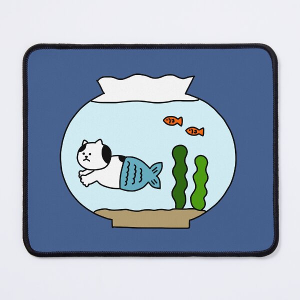 Item preview, a mermaid Cat in a fishbowl designed and sold by superbaechoo.