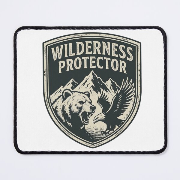 Item preview, Wilderness Protector Bear Eagle Shield Badge designed and sold by GiggleInkTees.