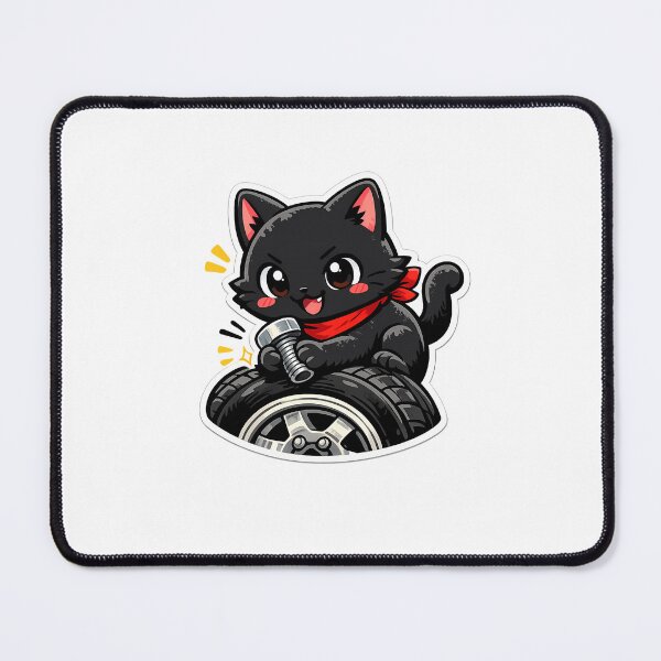 Item preview, Cute Black Cat Mechanic Playing With Car Tire designed and sold by MIROUZ2000.