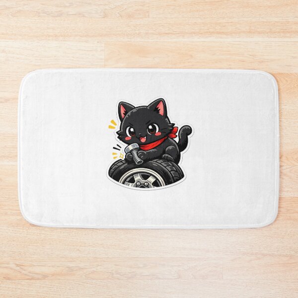 Item preview, Cute Black Cat Mechanic Playing With Car Tire designed and sold by MIROUZ2000.