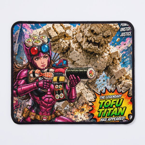 Item preview, SUSHI MASK WOMAN NEO THE MOVIE: Legendary Tofu Titan Attacks! America in Peril! designed and sold by Surreal Characters & Cute Pups.