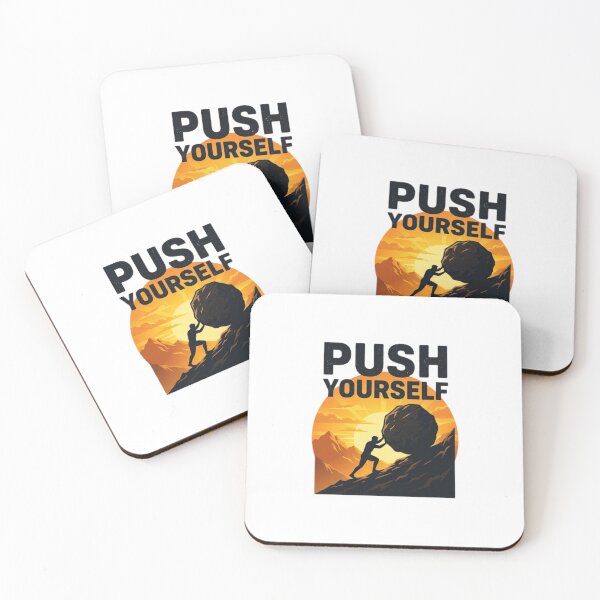 Item preview, Push Yourself Sisyphus Boulder Mountain Sunset designed and sold by GiggleInkTees.