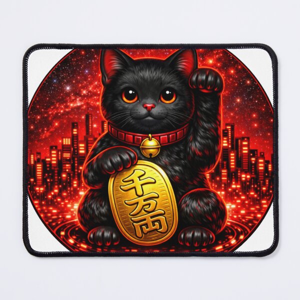 Item preview, #5 Black Cat Cyber Maneki Neko | Fortune System designed and sold by FUJIYAMA-JAPAN-WORKS.