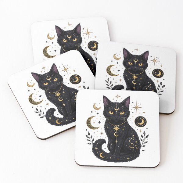 Item preview, Mystic Black Cat Moonlight Artwork designed and sold by PriyankaSonara.