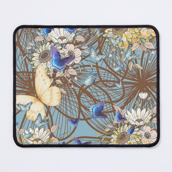 Artikelvorschau, Blumen und Schmetterlinge in blauer Kunst entworfen und verkauft von Extremeallie.