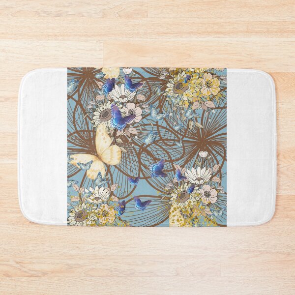 Artikelvorschau, Blumen und Schmetterlinge in blauer Kunst entworfen und verkauft von Extremeallie.