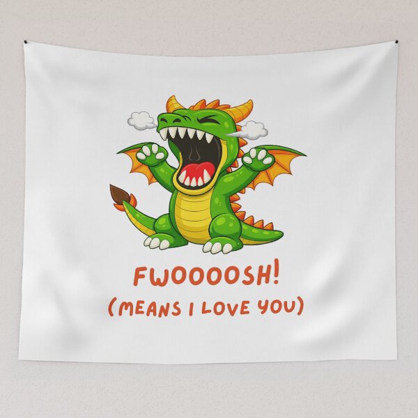 Item preview, FWOOOOSH! (MEANS I LOVE YOU) – Cute Roaring Cartoon Dragon Illustration designed and sold by ROARSOME DESiGNS.