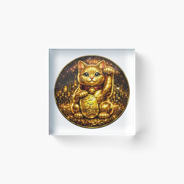 Item preview, #6 Gold Cat Cyber Maneki Neko | Fortune System designed and sold by FUJIYAMA-JAPAN-WORKS.