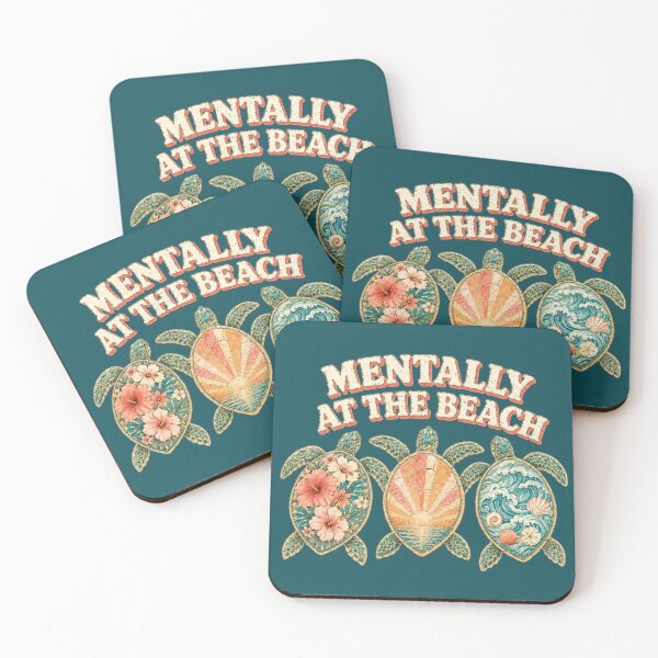Item preview, Mentally At The Beach Sea Turtle Tropical Vacation designed and sold by POD DYNASTY | Original Print On Demand T-Shirt Graphics.