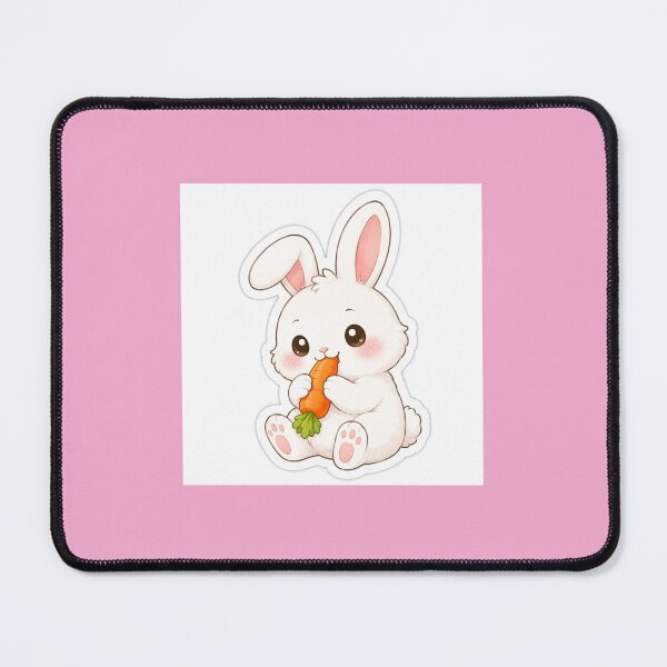 Item preview, Cute Bunny Eating Carrot Sticker | Kawaii Rabbit Aesthetic Sticker designed and sold by KeerthiCuteFind.