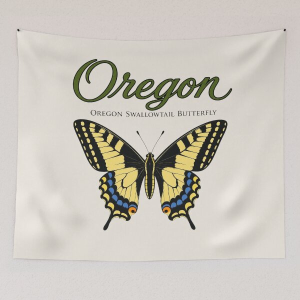 Item preview, Oregon Swallowtail Butterfly Retro State Poster designed and sold by The-Drip-Studio.