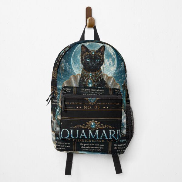 Item preview, Aquamarine Tidekeeper Cat Guardian of Serenity Healing Waters and Flowing Dreams Fantasy Black Cat Art designed and sold by Mindworx21.