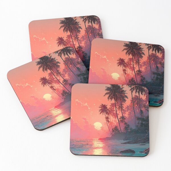 Item preview, Tropical Sunset Glow Print | Palm Silhouette Cinematic Wall Art designed and sold by JPrintsInc.
