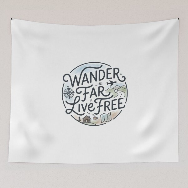 Item preview, Wander Far Live Free Watercolor Adventure Illustration designed and sold by AbanoubStore.