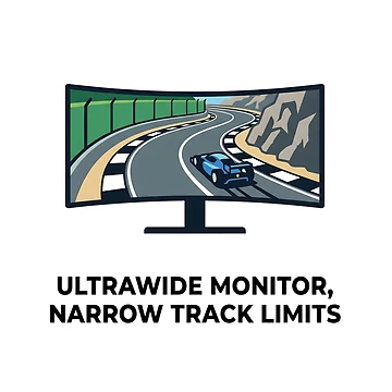 Artwork thumbnail, Ultrawide Problems - Sim Racing Humor by GarageGraphics