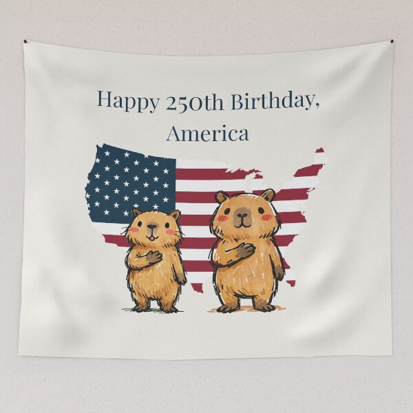Item preview, Happy 250th Birthday America - Cute Capybara 1776 USA Semi-Centennial designed and sold by FIREDesignsPOD.