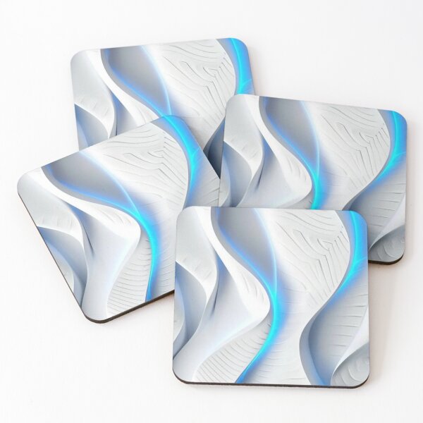 Item preview, Futuristic Neon Blue Light White 3D Waves Abstract designed and sold by LYAN-STORE.