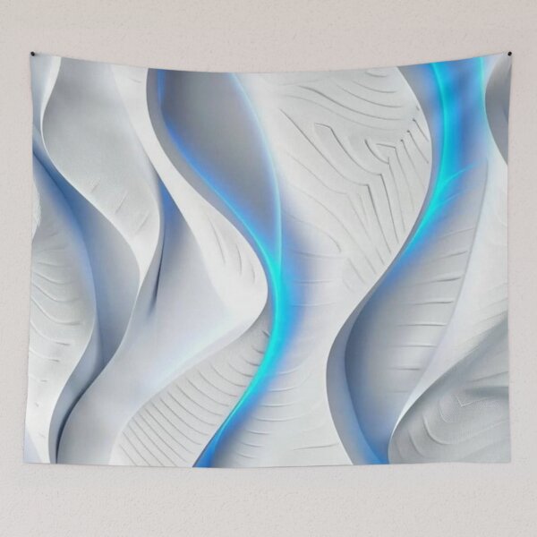 Item preview, Futuristic Neon Blue Light White 3D Waves Abstract designed and sold by LYAN-STORE.