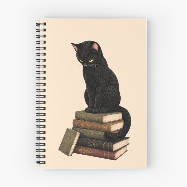 Item preview, Bookish Cat Sticker, Black Cat Sitting on Stack of Books, Cozy Reader Cat Illustration designed and sold by VelvetClawStudio.