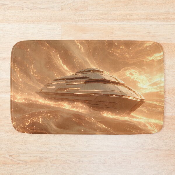 Item preview, Yacht in the Whirlpool of Transcendence - Surreal Golden Ocean Voyage designed and sold by VoidVeilStudio.