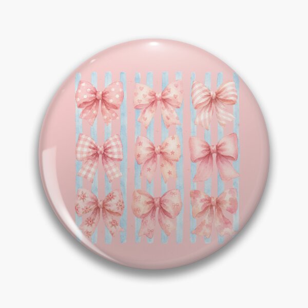 Item preview, Watercolor Pink Bow Collection Blue Stripe Coquette designed and sold by bosamji.