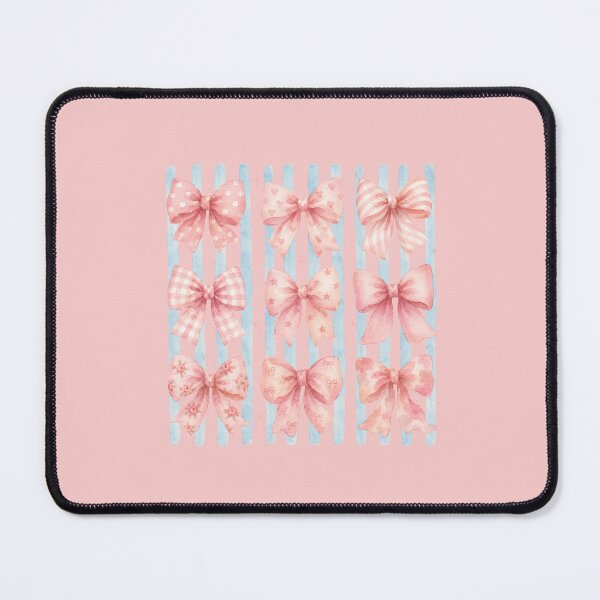 Item preview, Watercolor Pink Bow Collection Blue Stripe Coquette designed and sold by bosamji.