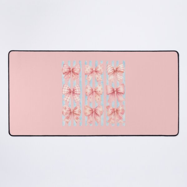 Item preview, Watercolor Pink Bow Collection Blue Stripe Coquette designed and sold by bosamji.