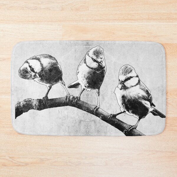 Item preview, Three Eurasian Blue Tits Dark Branch Natural History Art designed and sold by Ghoul Enterprises.