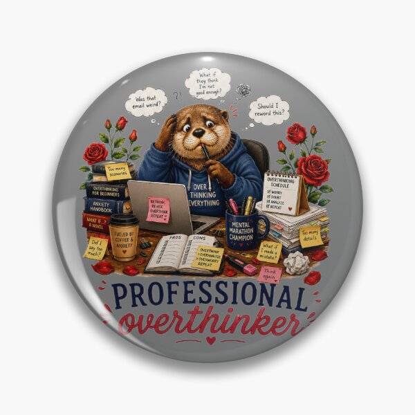 Item preview, Professional Overthinker – Cute Otter Anxiety Humor Illustration designed and sold by Naturalite19.