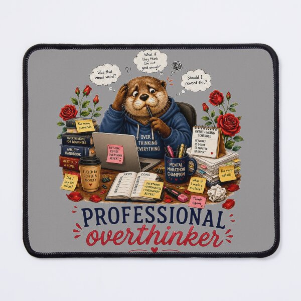 Item preview, Professional Overthinker – Cute Otter Anxiety Humor Illustration designed and sold by Naturalite19.