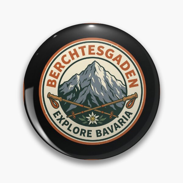 Item preview, Berchtesgaden Bavaria - Vintage Hiking Badge Mountain Art designed and sold by Digital Dreams Arts.