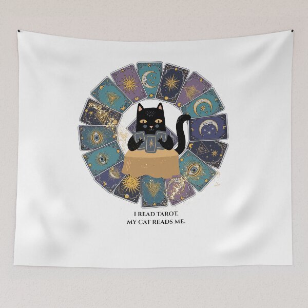 Item preview, Funny Black Cat Tarot Reader Design designed and sold by AetherNest | Sacred Art by Alicia Jia D.