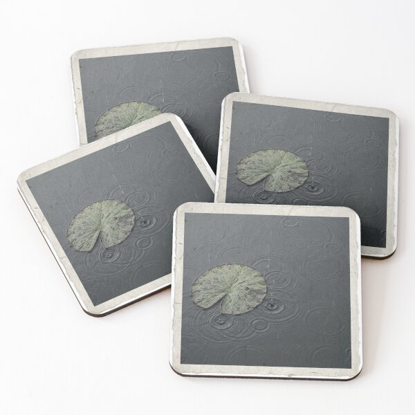 Item preview, Water Lily Pad in Rain | Japanese Wabi-Sabi Art | Zen Nature Minimalist Print designed and sold by KUZU-NOHA.