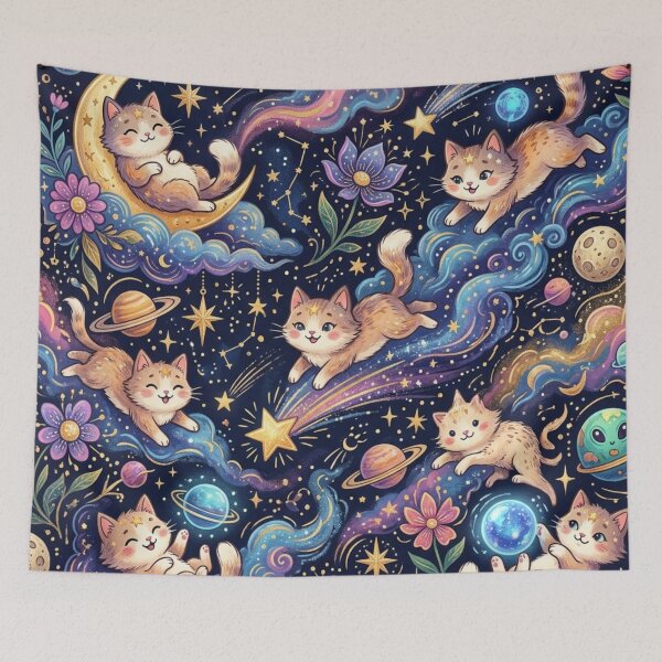 Item preview, Cosmic Cats and Starry Dreams Pattern designed and sold by Iampoji.