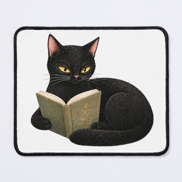 Item preview, Reading Cat Sticker, Black Cat Reading a Book, Cozy Book Lover Cat Illustration designed and sold by VelvetClawStudio.