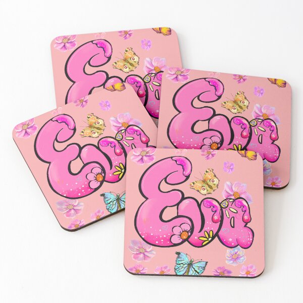 Item preview, Eva name with flowers - pink floral butterfly aesthetic  designed and sold by Artonmytee.